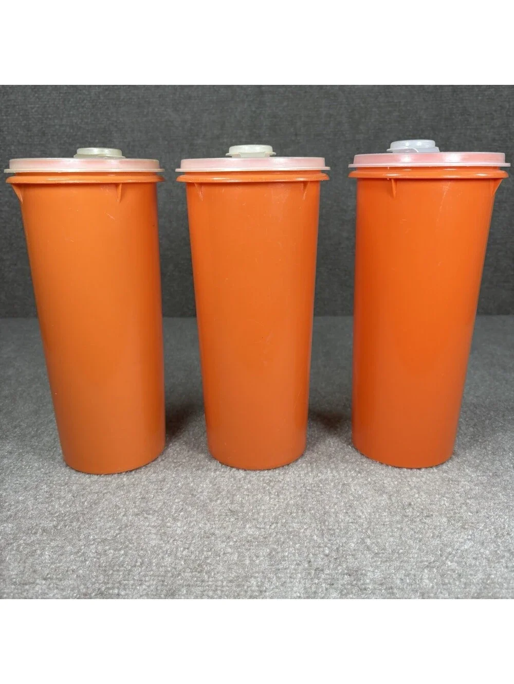 Lot of 3 Tupperware Orange Drink Container 5 Cups #262 Flip Spout Lid #603 Vtg